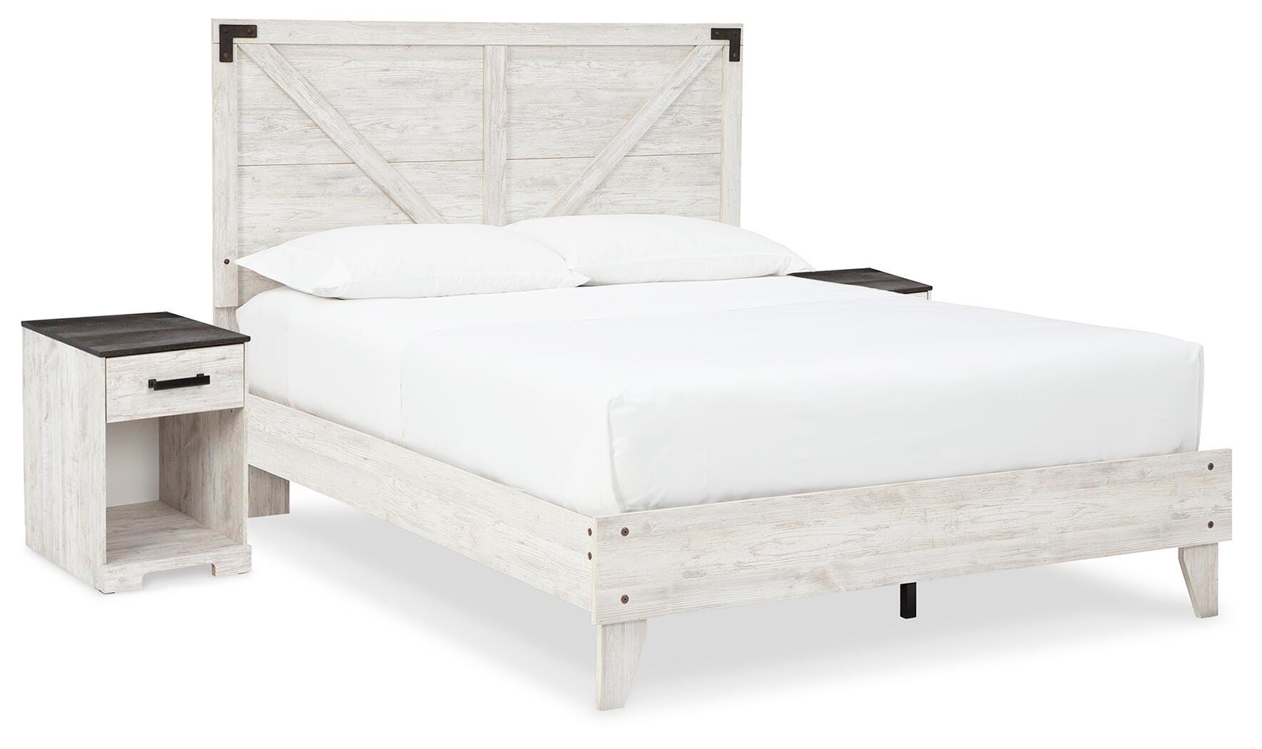 Shawburn Panel Platform Bed with 2 Nightstands