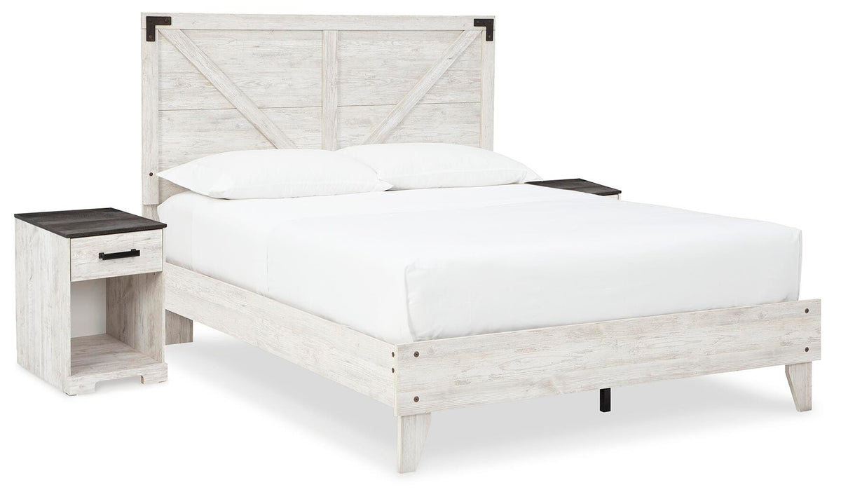Shawburn Panel Platform Bed with 2 Nightstands