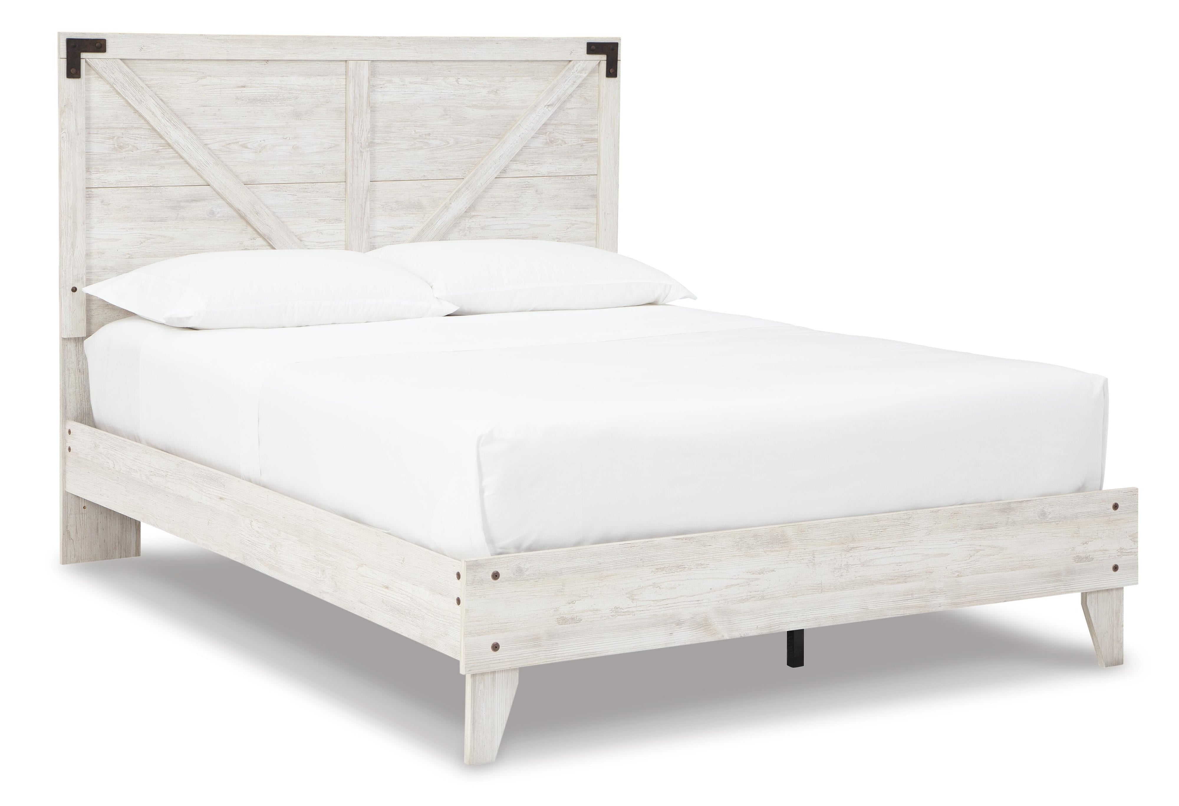 Shawburn Crossbuck Panel Platform Bed and 2 Nightstands