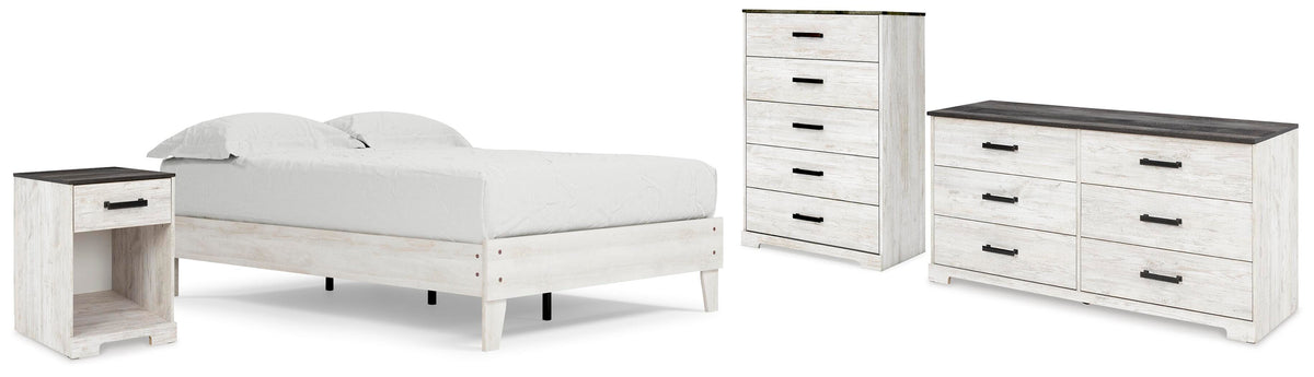 Shawburn Platform Bed with Dresser, Chest and Nightstand