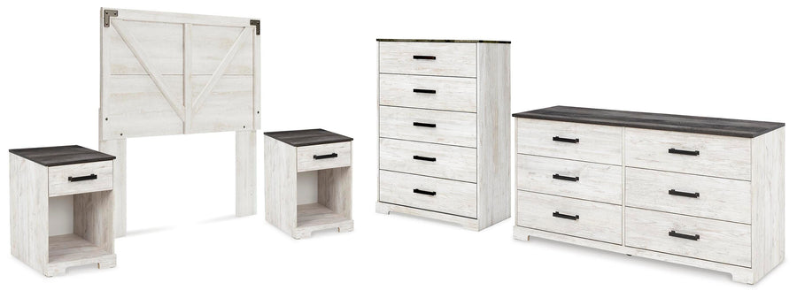 Shawburn Panel Headboard with Dresser, Chest and 2 Nightstands