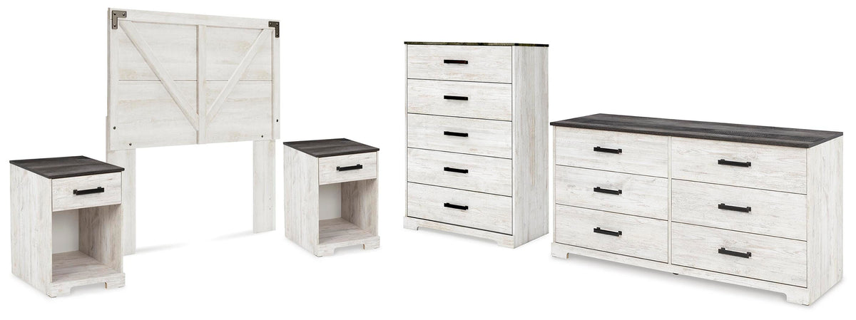 Shawburn Panel Headboard with Dresser, Chest and 2 Nightstands
