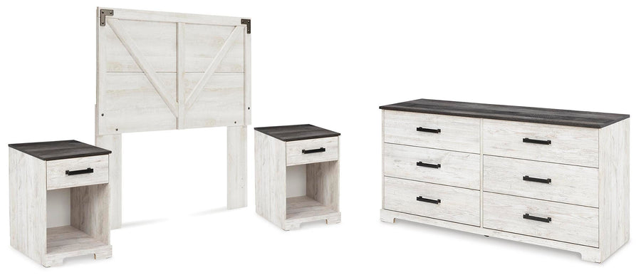 Shawburn Panel Headboard with Dresser and 2 Nightstands