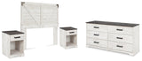 Shawburn Panel Headboard with Dresser and 2 Nightstands