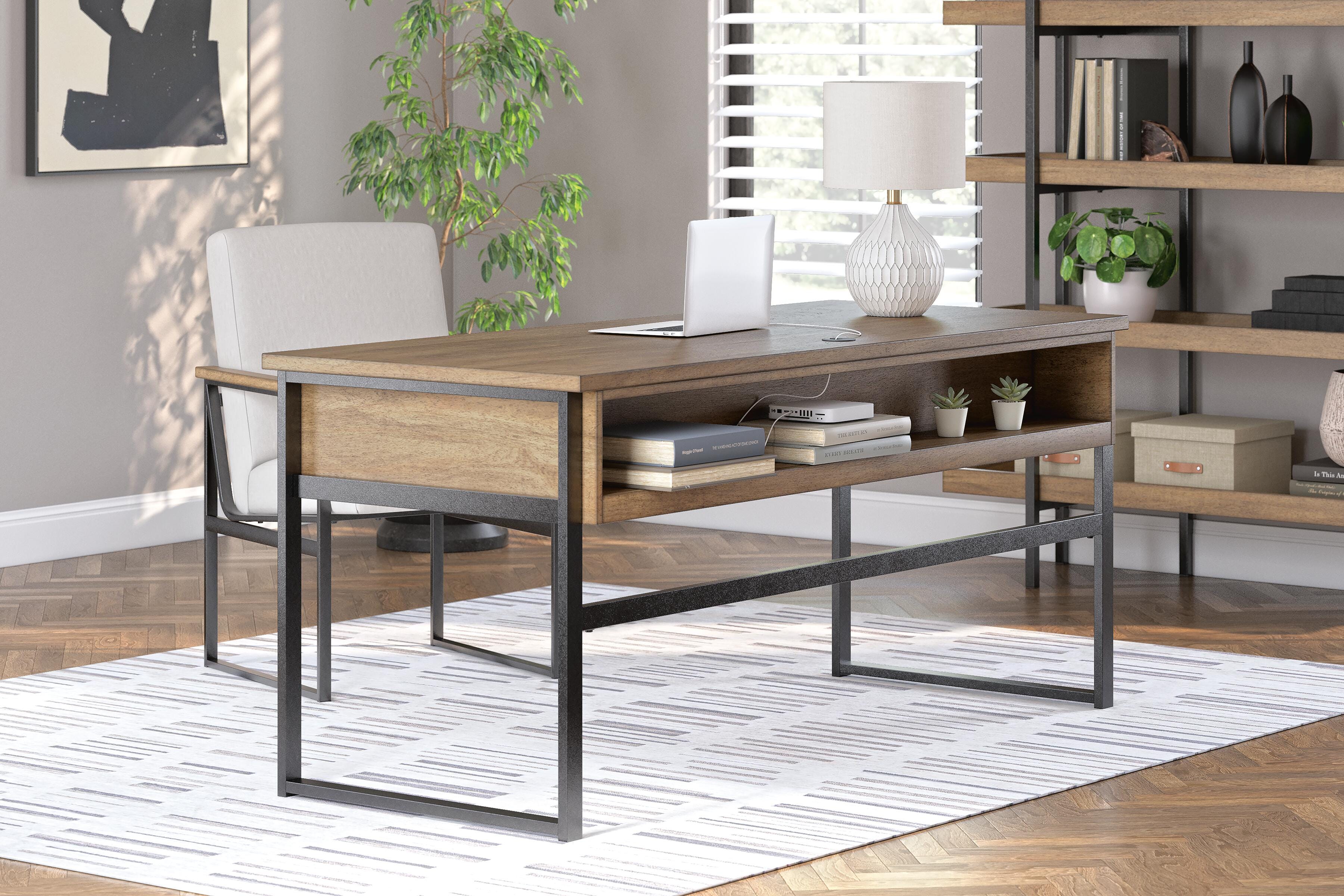 Montia Home Office Desk with Chair and Bookcase