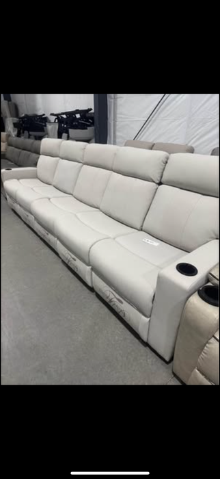 New Thomas Payne Oversized 126” 5-Seat Reclining Sofa with Fold Down Center Consoles