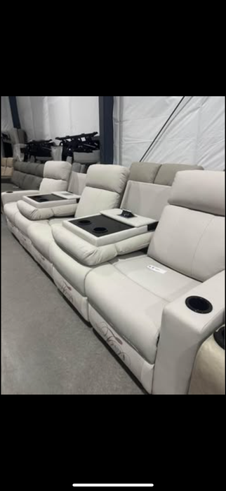 New Thomas Payne Oversized 126” 5-Seat Reclining Sofa with Fold Down Center Consoles