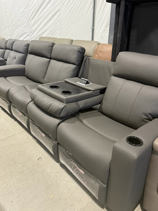 104” Manual Quadruple Recliner with Fold Down Center Console with Power USB and plug in