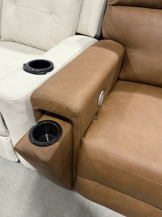 92” Manual Reclining Sofa with Oversized Center Reclining Chair with Heat/Lights/USB