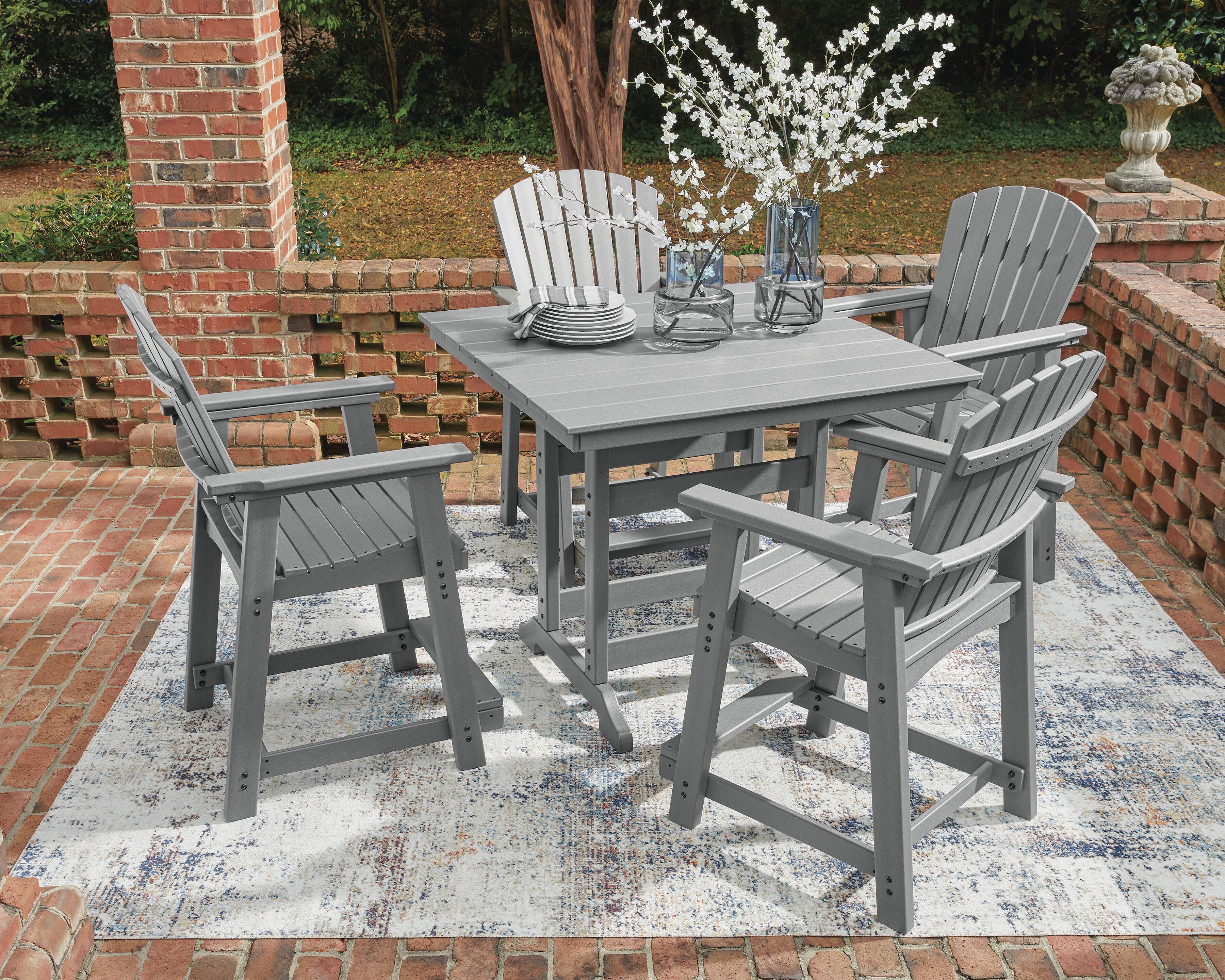 Sanctuary Beach Outdoor Counter Height Dining Table and 4 Barstools