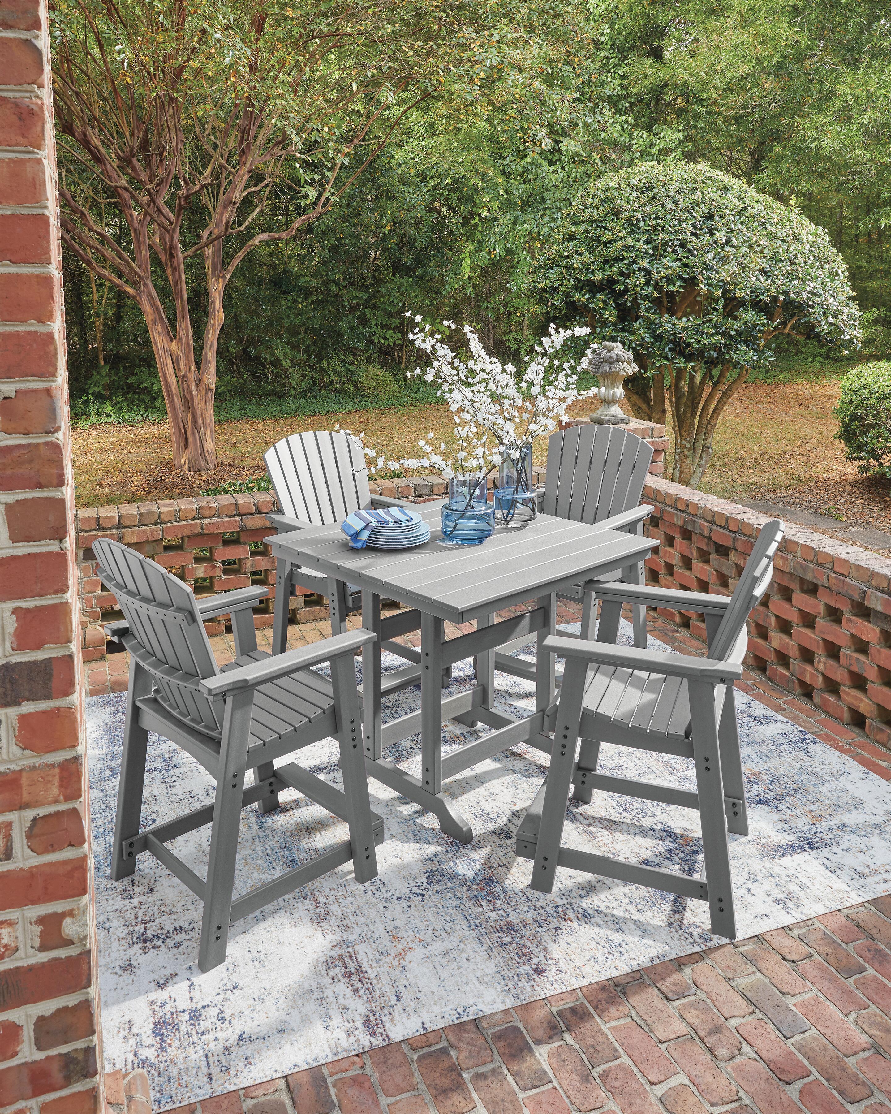 Sanctuary Beach Outdoor Counter Height Dining Table and 4 Barstools