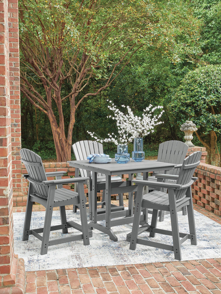 Sanctuary Beach Outdoor Counter Height Dining Table and 4 Barstools