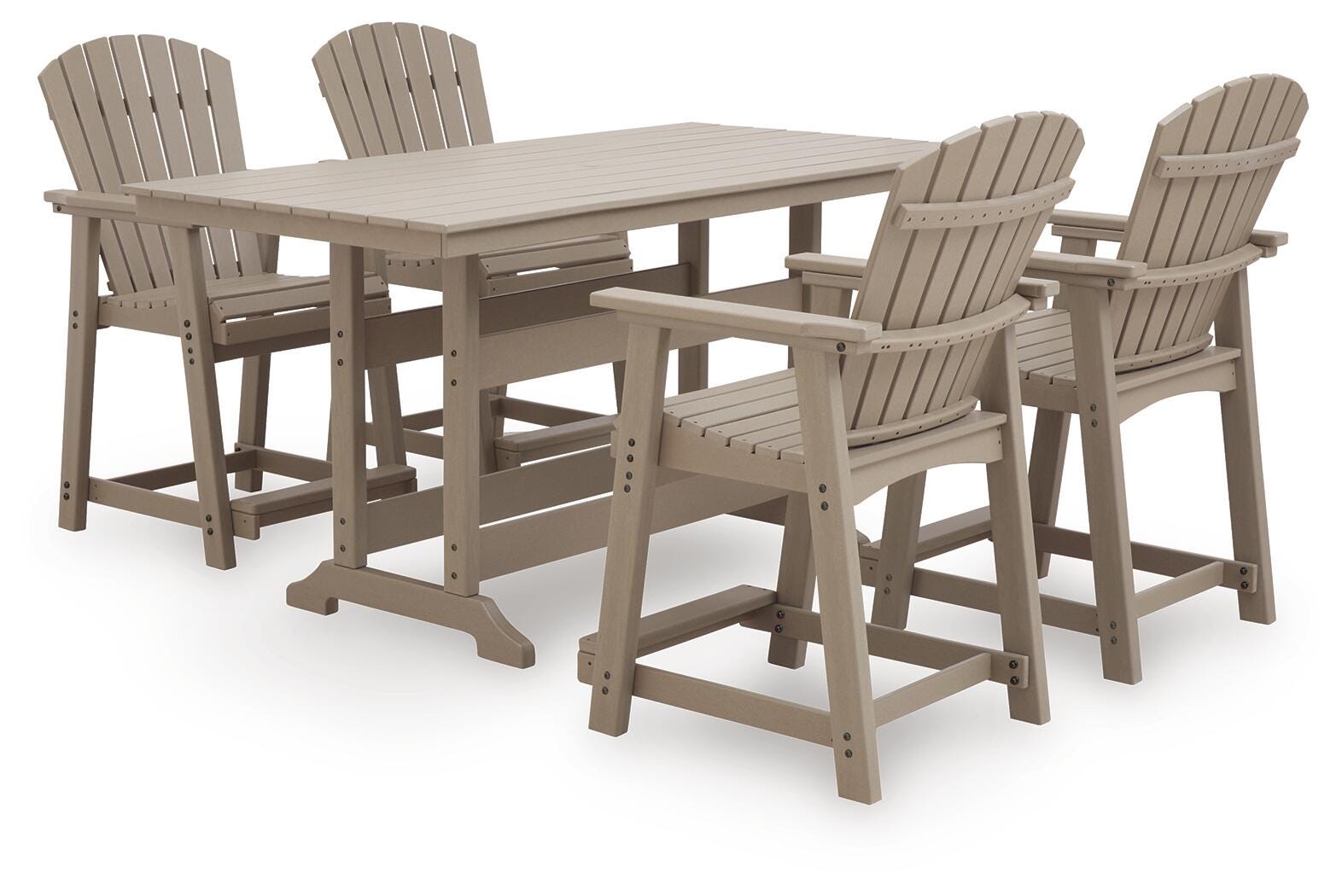 Seacliff Beach Outdoor Counter Height Dining Table and 4 Barstools