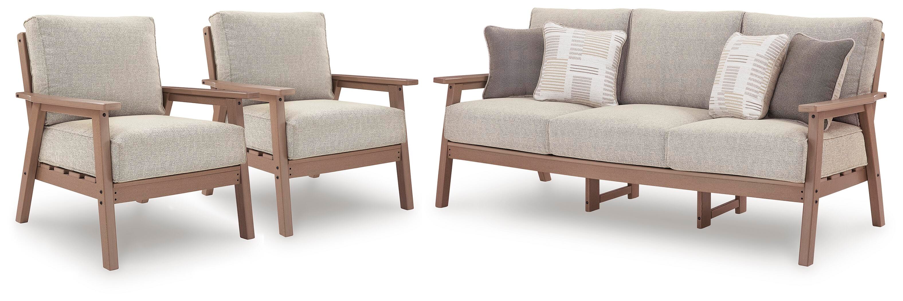 Grover Beach Outdoor Sofa with 2 Lounge Chairs