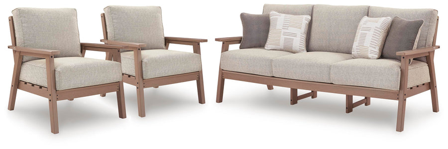 Grover Beach Outdoor Sofa with 2 Lounge Chairs