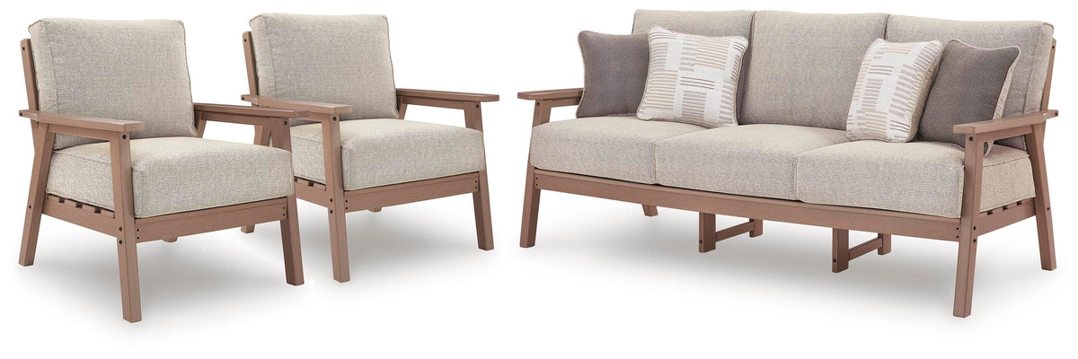 Grover Beach Outdoor Sofa with 2 Lounge Chairs