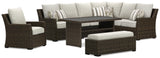 Brook Ranch Outdoor Sofa Sectional, Bench, Lounge Chair and Table