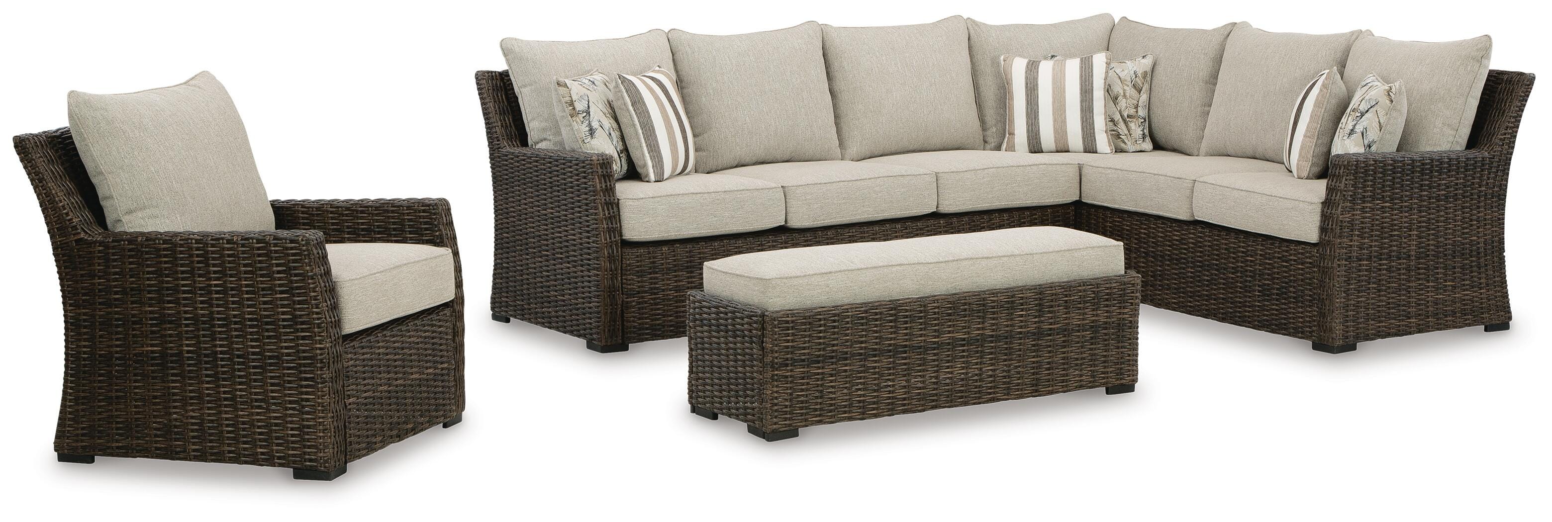 Brook Ranch 3-Piece Outdoor Sectional with Chair