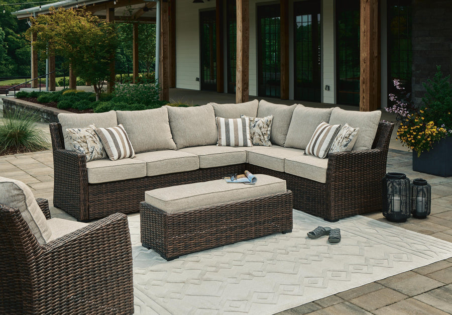 Brook Ranch 3-Piece Outdoor Sectional with Chair
