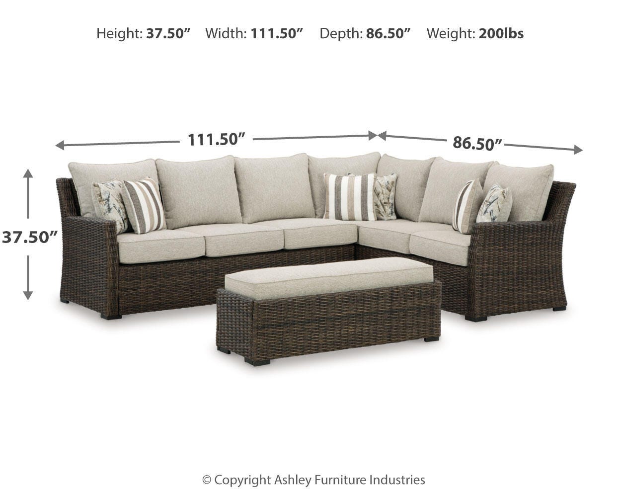 Brook Ranch Outdoor Sofa Sectional, Bench, Lounge Chair and Table
