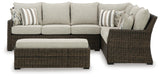 Brook Ranch Outdoor Sofa Sectional, Bench, Lounge Chair and Table