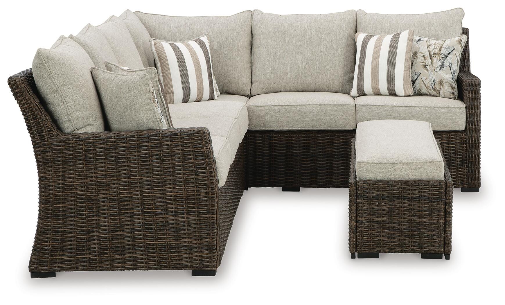 Brook Ranch Outdoor Sofa Sectional, Bench, Lounge Chair and Table