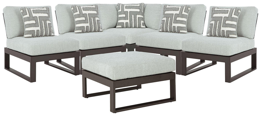 Beachloft 5-Piece Outdoor Sectional with Ottoman