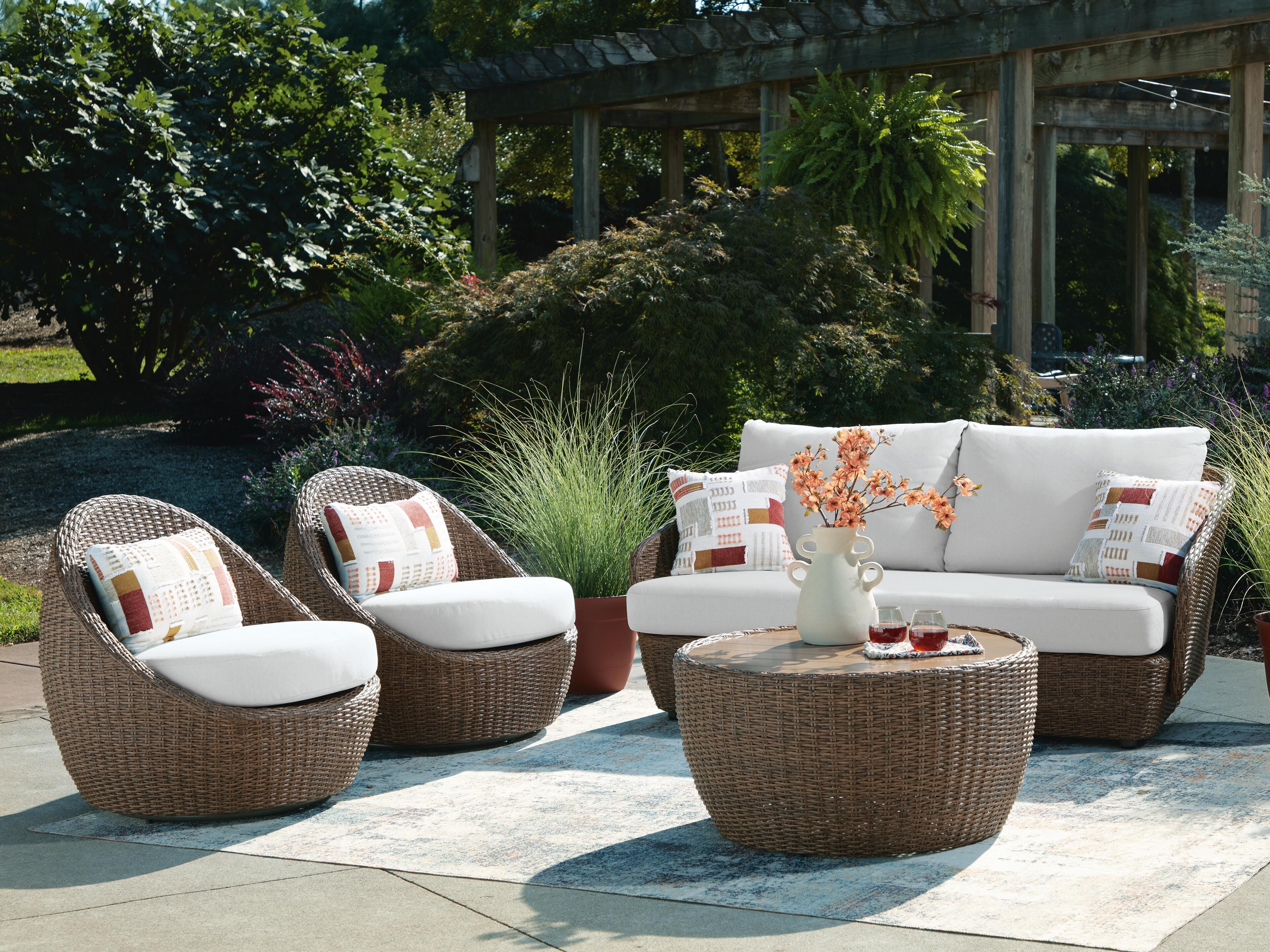 Double Point Outdoor Sofa, Loveseat and 2 Lounge Chairs with Coffee Table