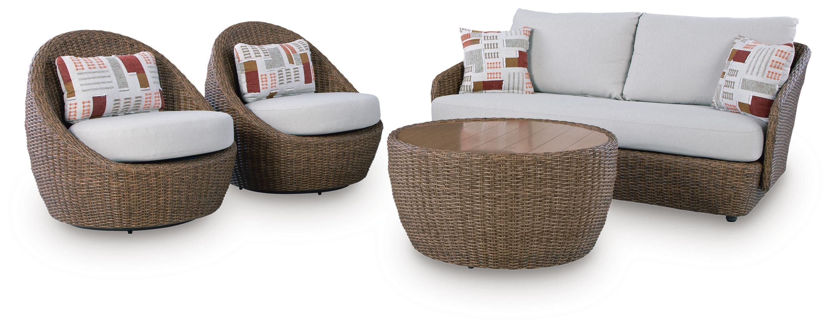 Double Point Outdoor Sofa, Loveseat and 2 Lounge Chairs with Coffee Table