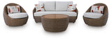 Double Point Outdoor Sofa, Loveseat and 2 Lounge Chairs with Coffee Table