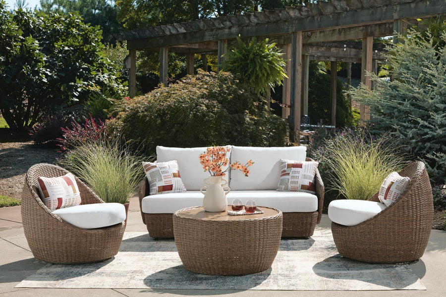 Double Point Outdoor Sofa, Loveseat and 2 Lounge Chairs with Coffee Table