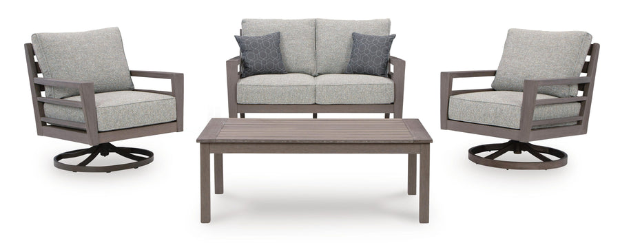 Hillside Barn Outdoor Loveseat and 2 Chairs with Coffee Table