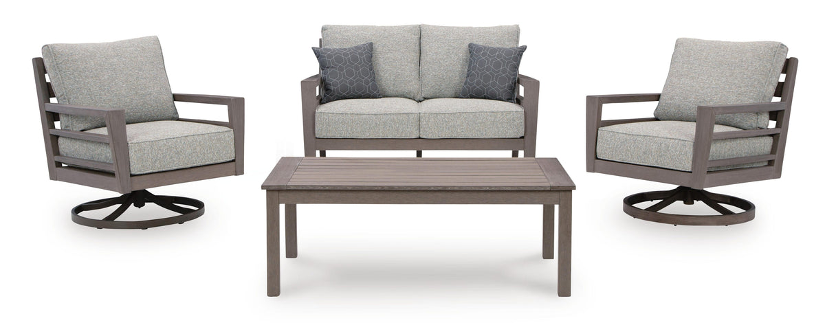 Hillside Barn Outdoor Loveseat and 2 Chairs with Coffee Table
