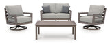 Hillside Barn Outdoor Loveseat and 2 Chairs with Coffee Table