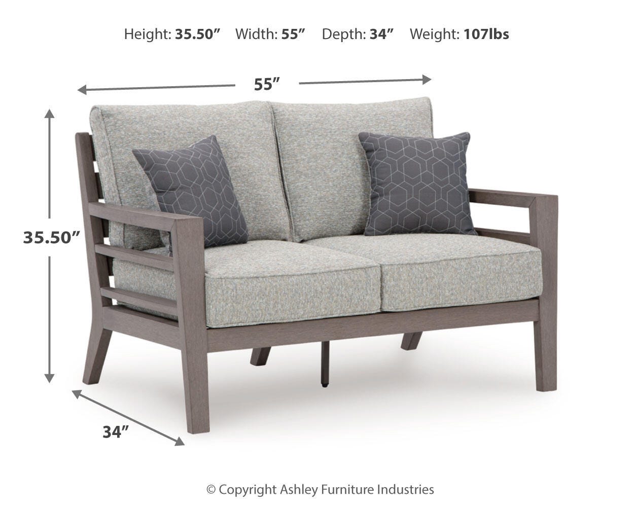 Hillside Barn Outdoor Loveseat and 2 Chairs with Coffee Table