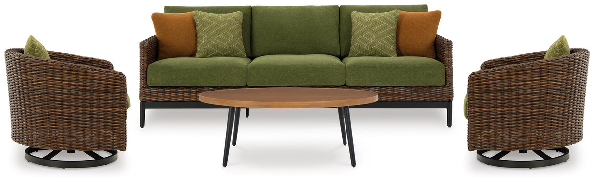 Horizon Hall Outdoor Sofa, 2 Lounge Chairs, Ottoman and Coffee Table