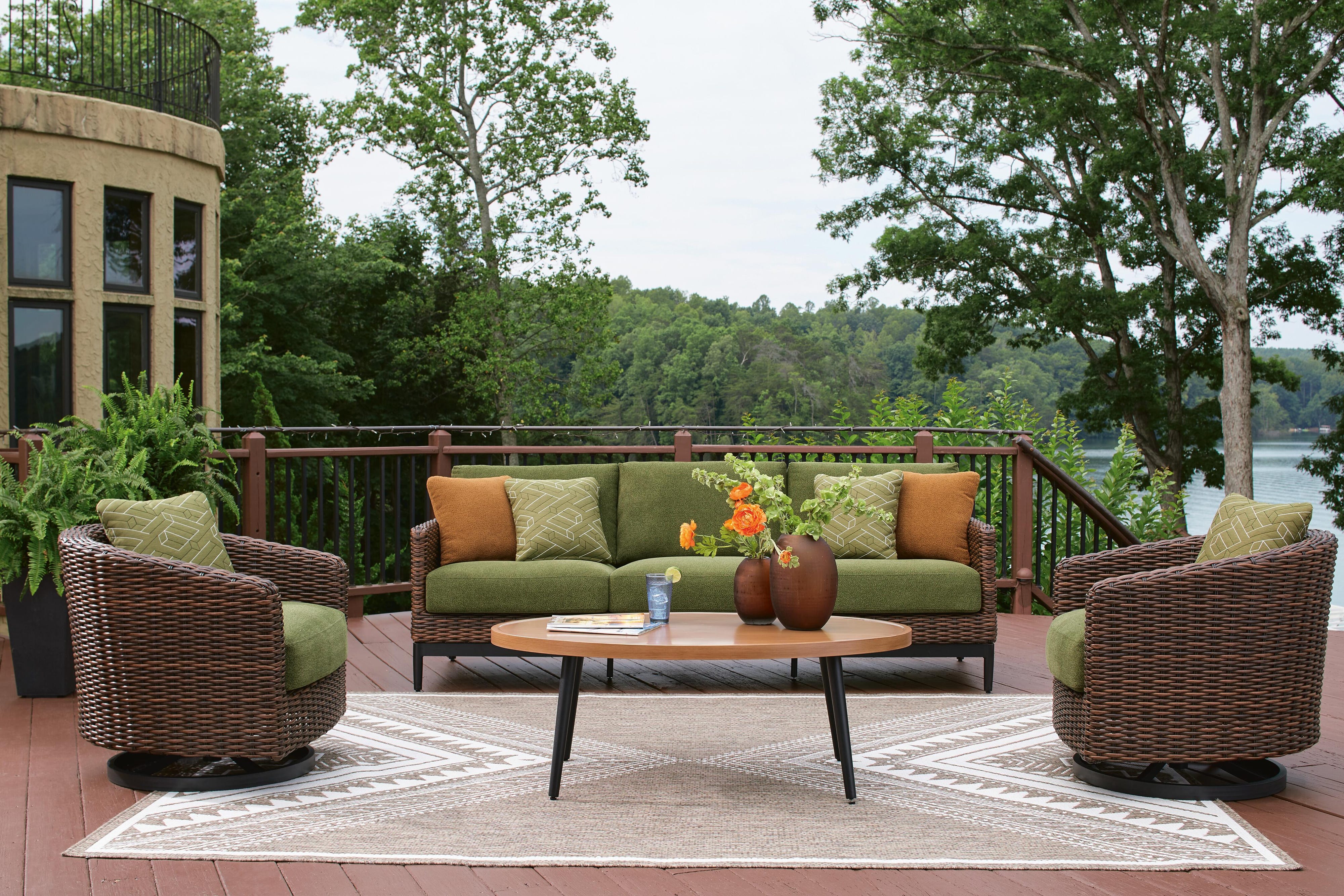 Horizon Hall Outdoor Sofa and 2 Swivel Lounge Chairs