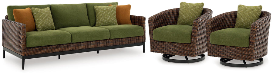 Horizon Hall Outdoor Sofa and 2 Swivel Lounge Chairs