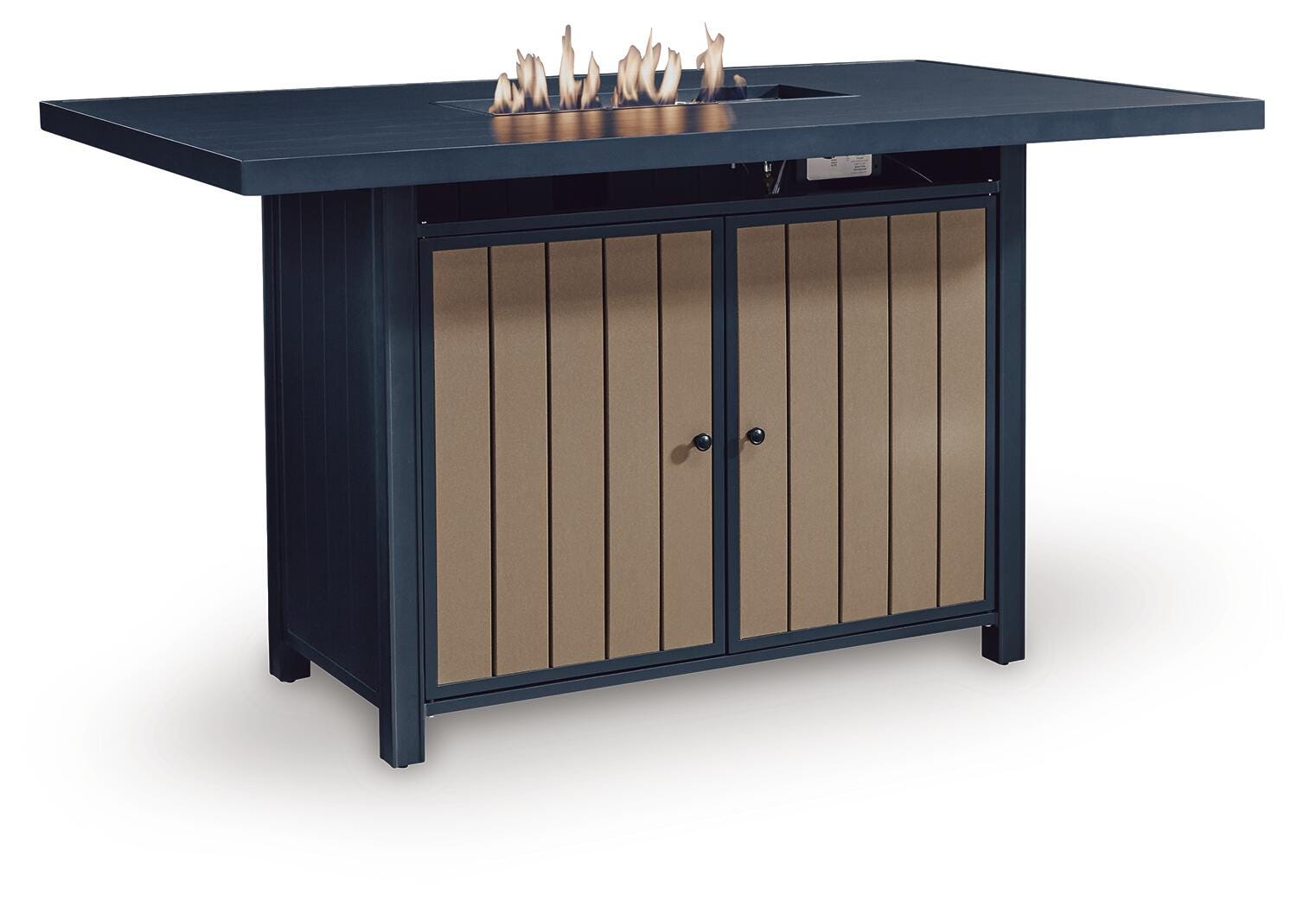 East Beach Outdoor Fire Pit Bar Table and 4 Barstools