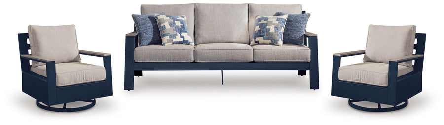East Beach Outdoor Sofa with 2 Swivel Glider Chairs