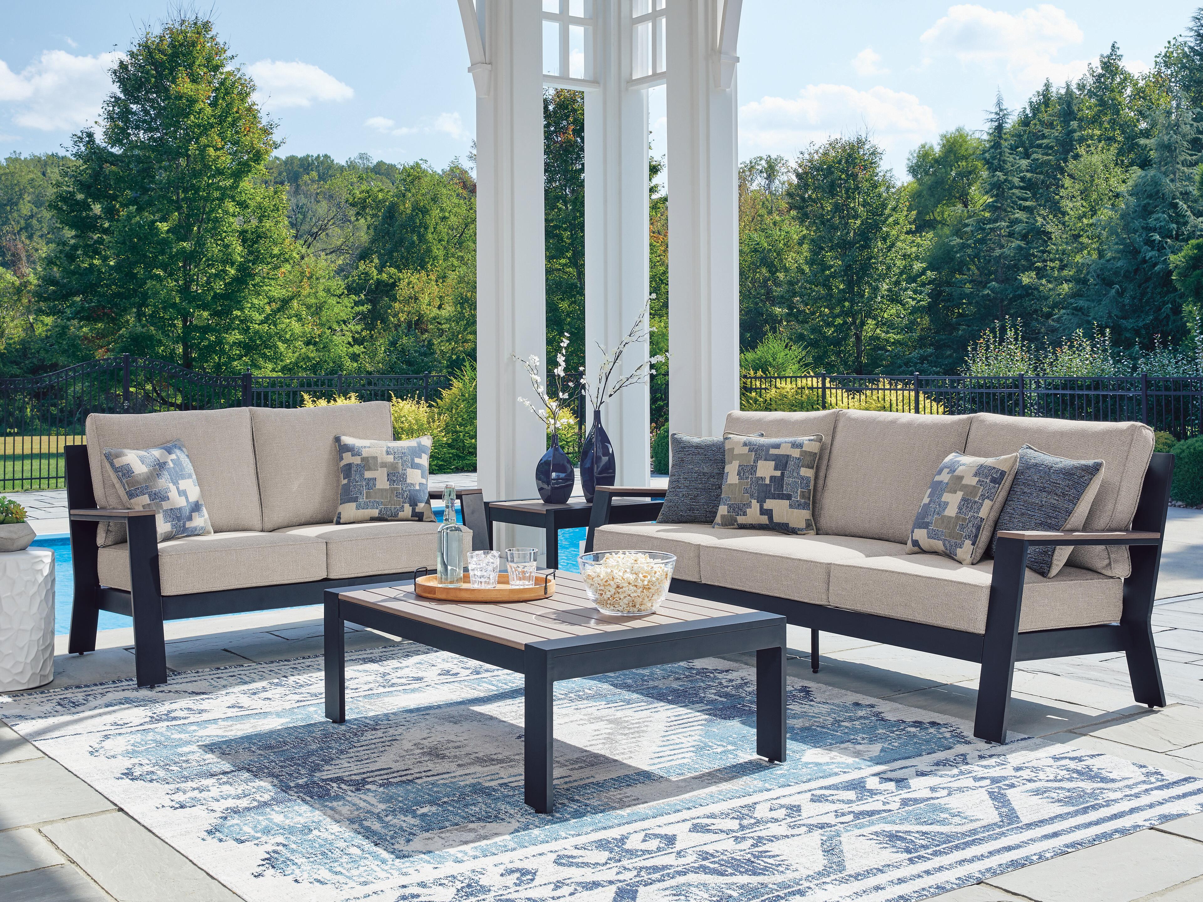 East Beach Outdoor Sofa and Loveseat with Coffee Table