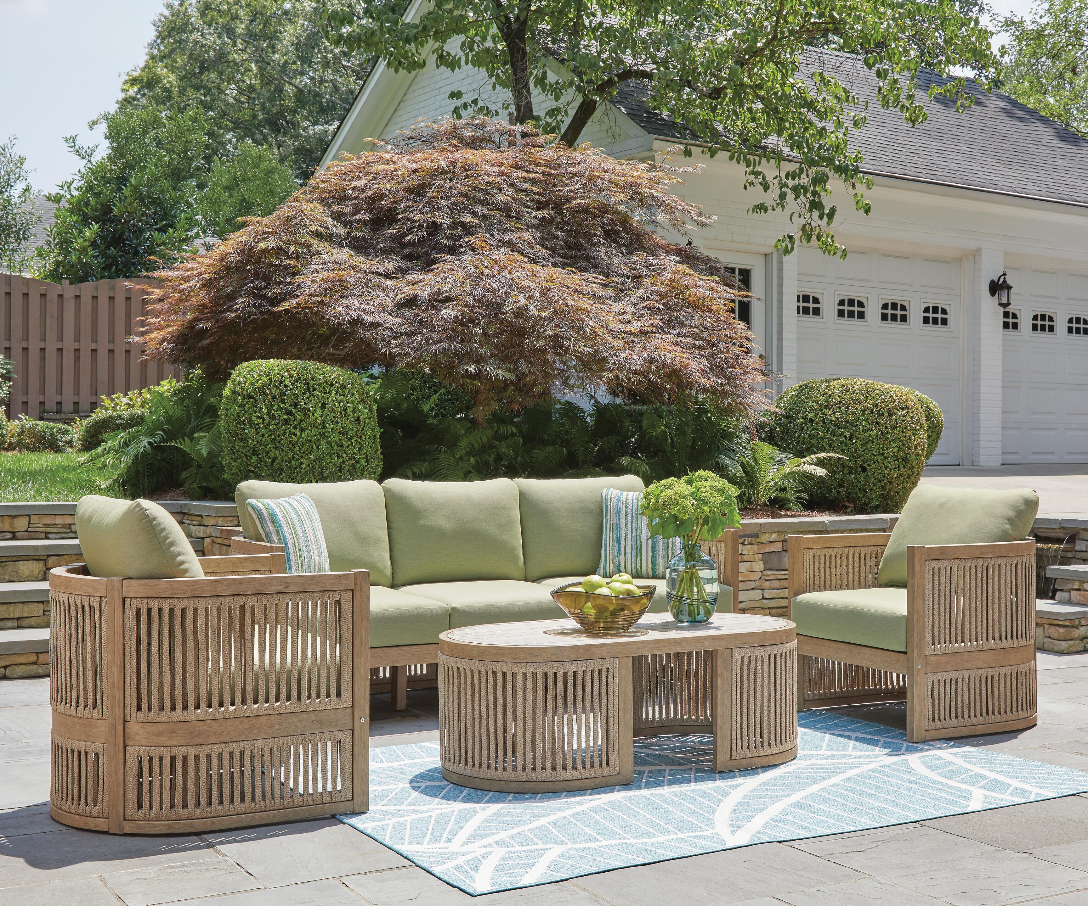 Serena Shores Outdoor Sofa and 2 Chairs with Coffee Table