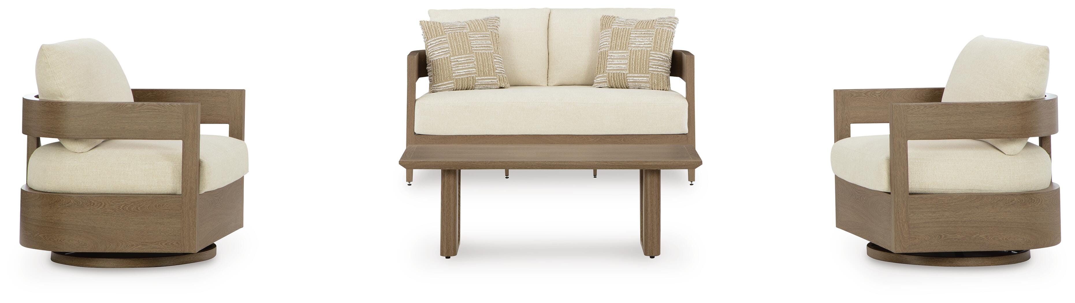Serene Bay Outdoor Loveseat and 2 Chairs with Coffee Table