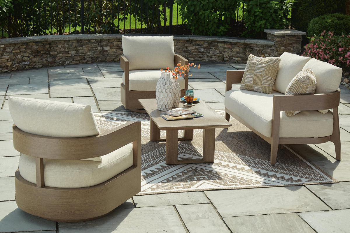 Serene Bay Outdoor Loveseat and 2 Chairs with Coffee Table