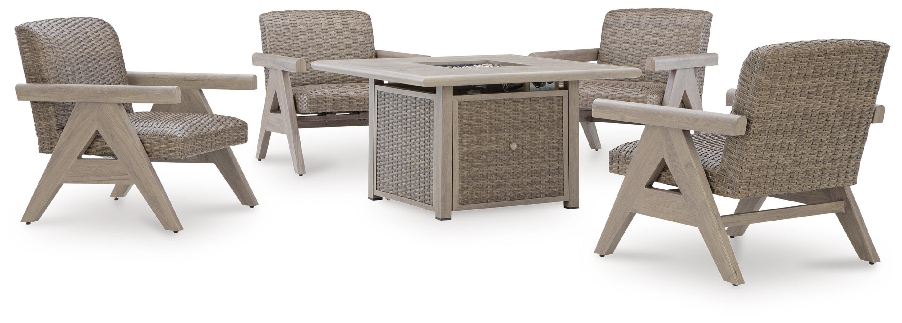 Cliff Trails Outdoor Fire Pit Table and 4 Chairs