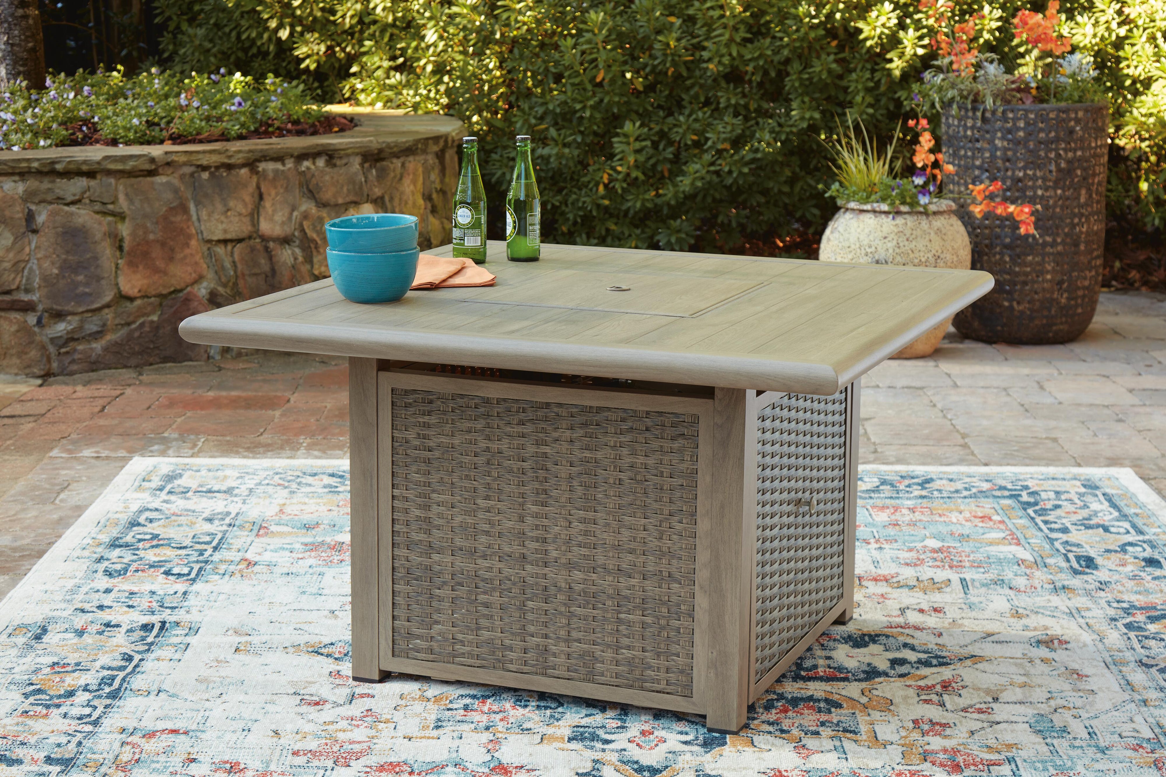 Cliff Trails Outdoor Fire Pit Table and 4 Chairs