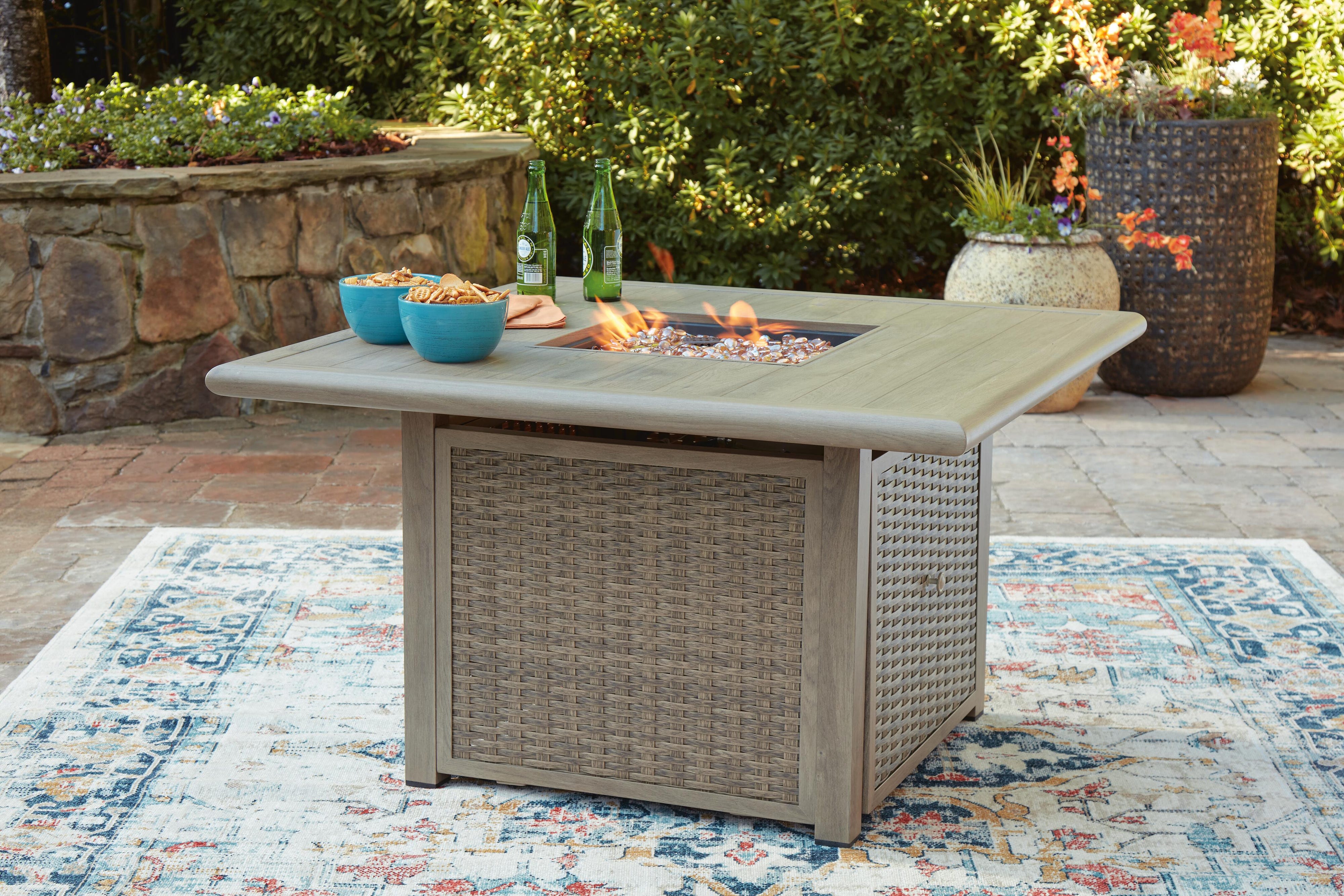 Cliff Trails Outdoor Fire Pit Table and 4 Chairs