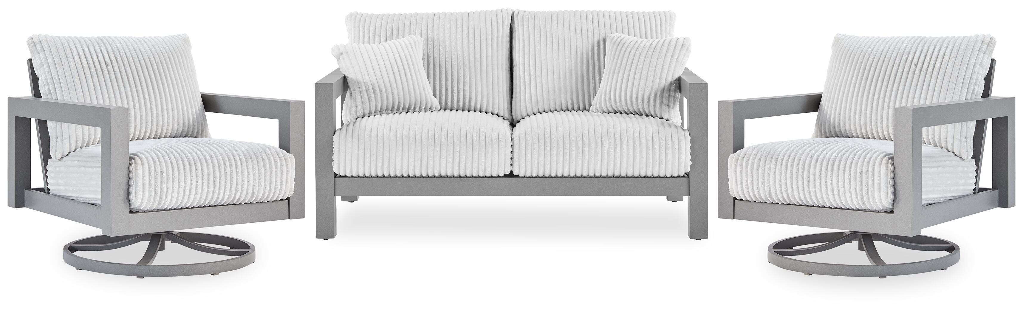 Hurley Park Outdoor Loveseat with 2 Lounge Chairs