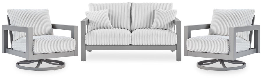 Hurley Park Outdoor Loveseat with 2 Lounge Chairs