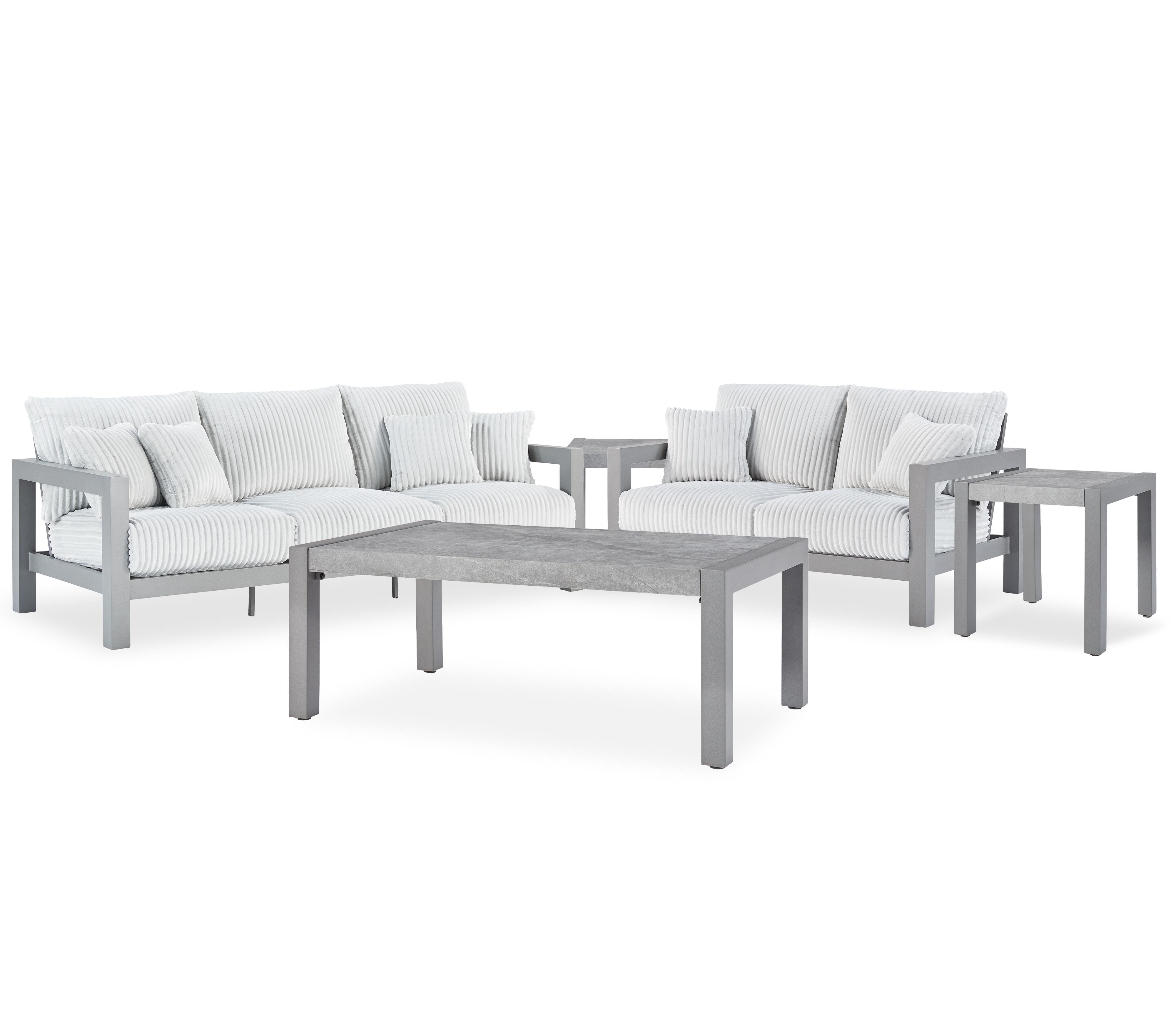Hurley Park Outdoor Sofa and Loveseat with Coffee Table and 2 End Tables